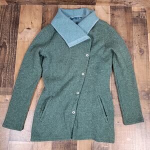 Prana Jacket Teal Green Milana Textured Wool Blend Knit Women Medium W2MILA315